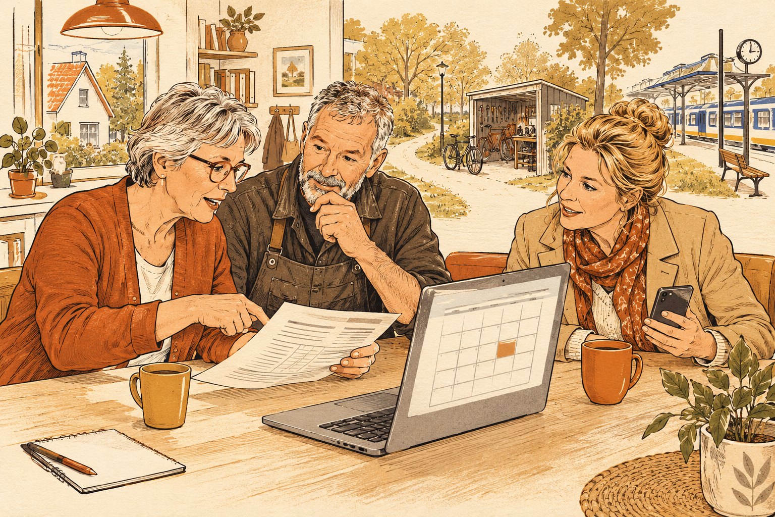 Deelnemers vergelijken hun pensioenbrief met een kalender en vragen om uitleg
