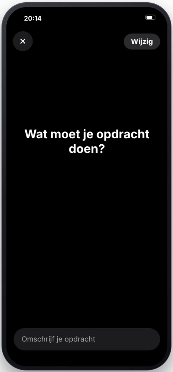 iPhone-scherm met de vraag wat je opdracht moet doen en rechtsboven de knop Wijzig